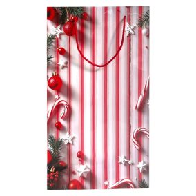 Papírtasak, piros-fehér, XM, 22x37 cm