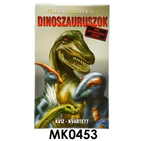  Dinoszauruszok kvartett kártyajáték, szórakoztató családi játék.