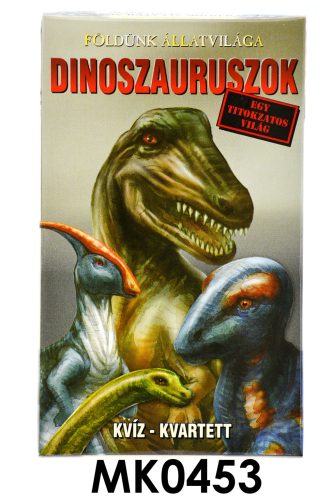 Dinoszauruszok kvartett kártyajáték, szórakoztató családi játék.