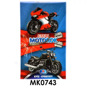 Motorok kvartett kártyajáték szórakoztató gyerekeknek.