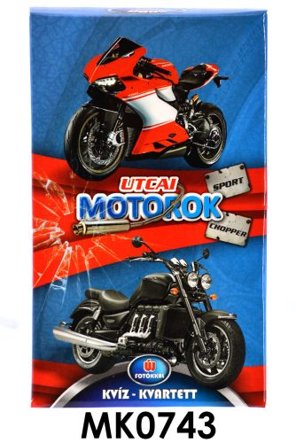 Motorok kvartett kártyajáték szórakoztató gyerekeknek.