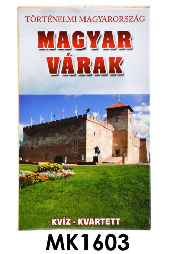 Magyar Várak kvartett kártyajáték, 65x10 cm, oktató jellegű.