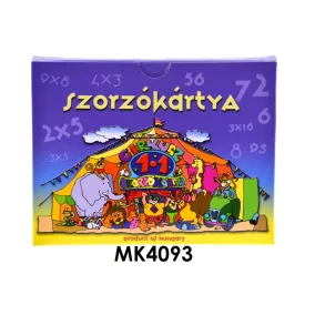   Színes szorzókártyák gyerekeknek, 12x9 cm, oktató játék.
