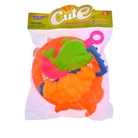   Homokozó készlet: szita, eszközök, formák, 16x16 cm méretben.