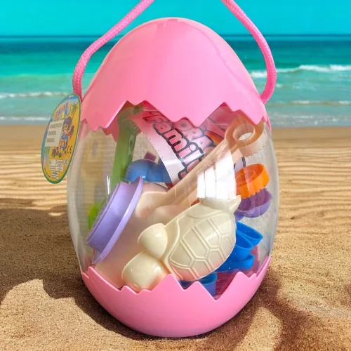 Homokozó készlet: 4 forma, 8 tojás alakú forma gyerekeknek.