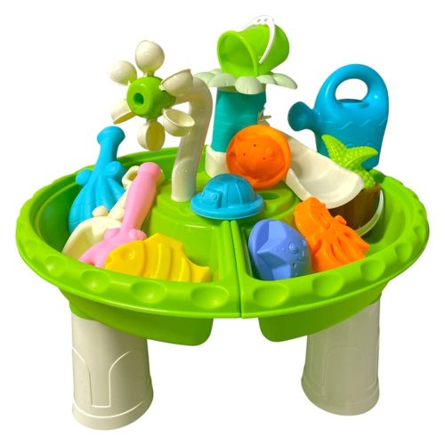 Vízimóka asztal klt., homokozó,+ golyópálya, 29x36 cm dob.