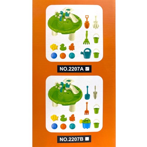 Vízimóka asztal klt., homokozó,+ golyópálya, 29x36 cm dob.