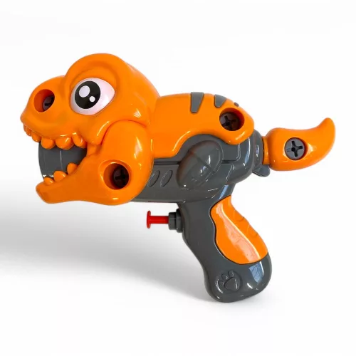 Szerelhető dínó figurás vízipisztoly, 2 féle csavarhúzóval.