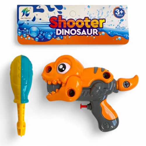 Szerelhető dínó figurás vízipisztoly, 2 féle csavarhúzóval.