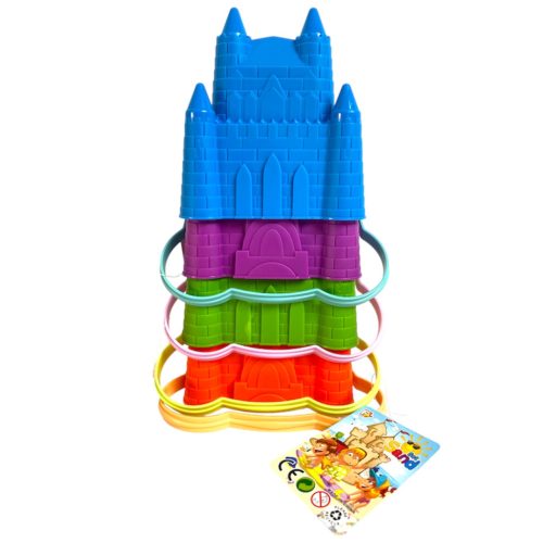 Homokozó vödör, bástyás, 4 szín, 14x15 cm