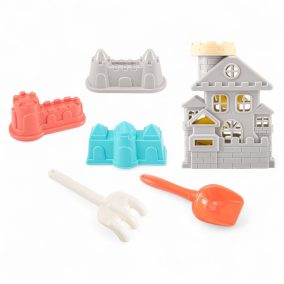   Homokozó klt., bástya, kastély forma, + 2 eszk.,16x29 cm hálós