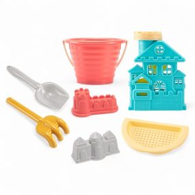   Homokozó klt., vödör, + szita + forma + eszköz, 18x35 cm hálós