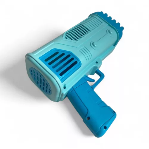 Buborékfújó pisztoly, el., vil. + 50 ml-es, 2 szín, 21x21 cm dob.