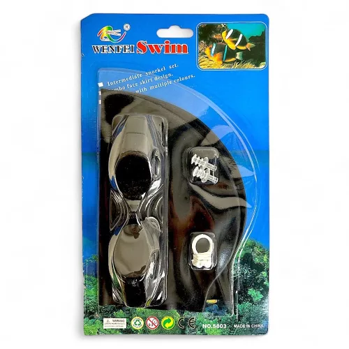 Színes úszószemüveg és sapka szett gyerekeknek, 14x28 cm.