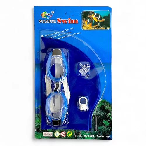 Színes úszószemüveg és sapka szett gyerekeknek, 14x28 cm.