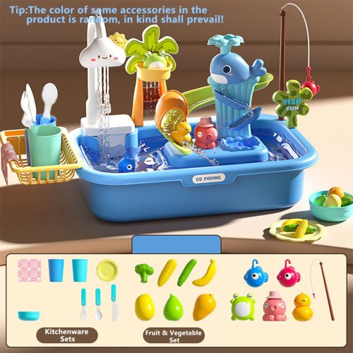 Vízimóka asztal klt., el. + mosogató + étel kieg., 43x29 cm dob.