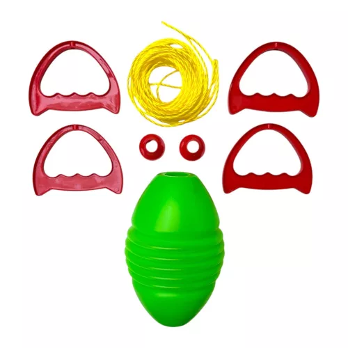 Diabolo játék, 4 színben, 10x17 cm, hálós csomagolásban.