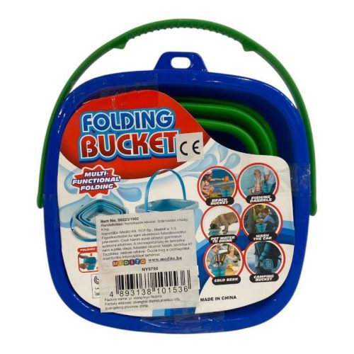 Összecsukható homokozó vödör, több színben, 22x16 cm.