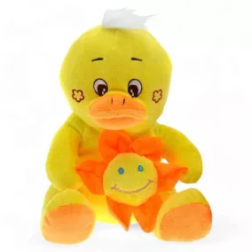 Plüss állat virággal, hímzett maci vagy csirke, 24 cm.