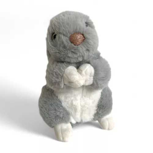 Plüss nyúl, szürke, ülő, 22 cm