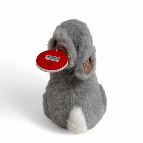 Plüss nyúl, szürke, ülő, 22 cm