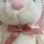 Plüss nyúl,  fehér, ülő, szalaggal, 27 cm