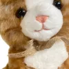 Plüss cica, tigriscsíkos, ülő, 20 cm