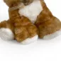 Plüss cica, tigriscsíkos, ülő, 20 cm
