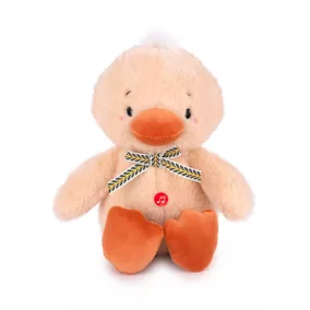 Plüss kacsa, el., hanggal, ülő, 25 cm