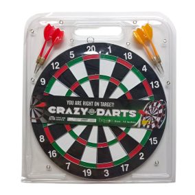 Darts klt., 30 cm átm., 4 db fém nyíl, 34x37 cm shell