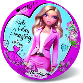   Színes 'Beautiful girl' labda, 23 cm, játék és sportoláshoz