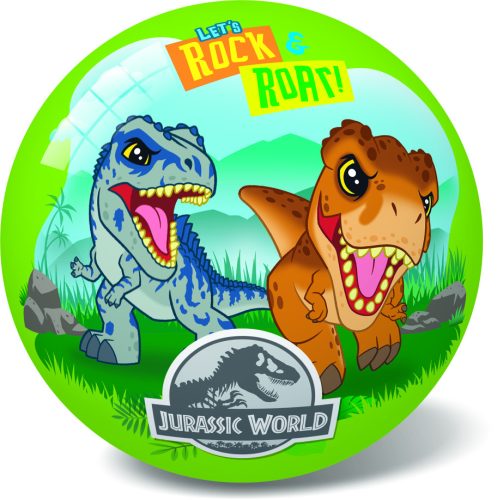 Jurassic World mintás labda, 14 cm-es, gyermekeknek ajánlott.