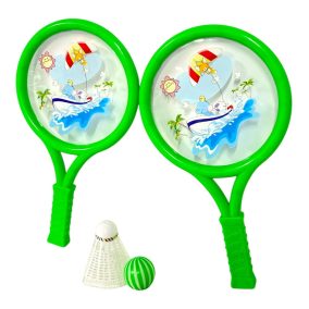   Ütő klt. dobütő, +2 db labda, elefánt, csónakban minta, 2 szín, 17x29 cm hálós