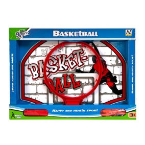 Kosárpalánk klt., labda + pumpa, 48x35 cm dob.