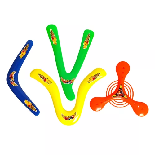 Frizbi klt., bumeráng, 4 db, 22x35 cm zacsk.