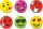 Labda,  grimasz, Smiley, Emoji, 6 féle, nem jog, 23 cm