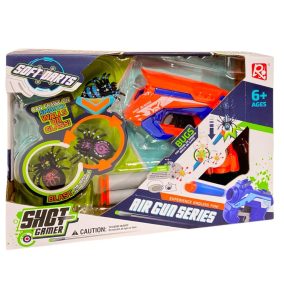   Szivacs lövedék kilövő pisztoly klt., + 3 bogár, 40x23 cm dob.