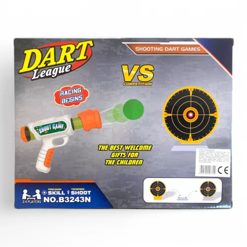 Labdakilövő klt., pisztoly, 2 db + labda + céltábla, 32x25 cm dob.