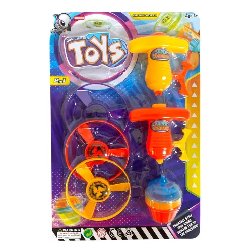 Pörgettyű kilövő, el., vil., 2 szín, 19x29 cm 3D-s lapon Gombel.