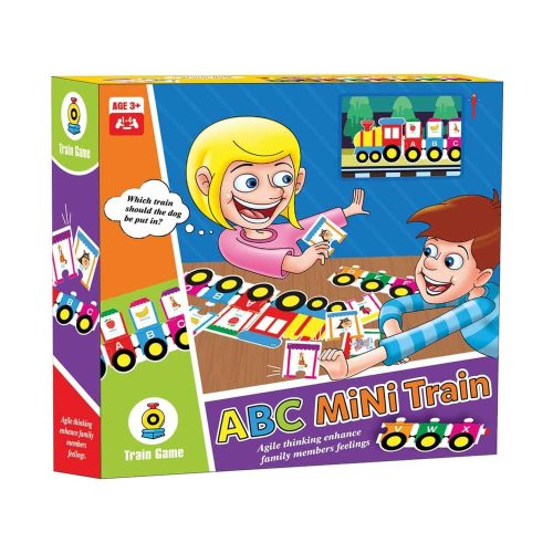 Angol ABC oktató társasjáték vonat formában, 21x21 cm.