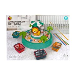   Horgász játék, el., 4 személyes, vadállatos körforgó,+ kosarak, 2 szín, 39x29 cm dob.