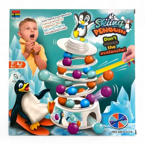 Egyensúlyozó pingvin társasjáték: szórakoztató kihívás gyerekeknek.