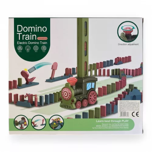 Eldöntős dominórakó mozdony hang- és fényhatásokkal.