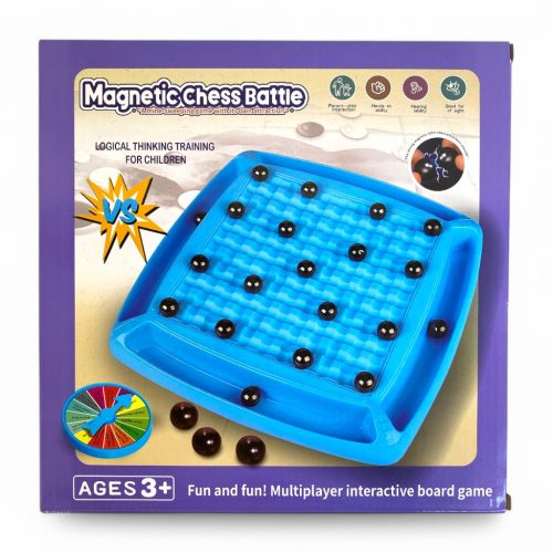 Mágneses golyó taszító-vonzó társasjáték, 28x28 cm méretben.