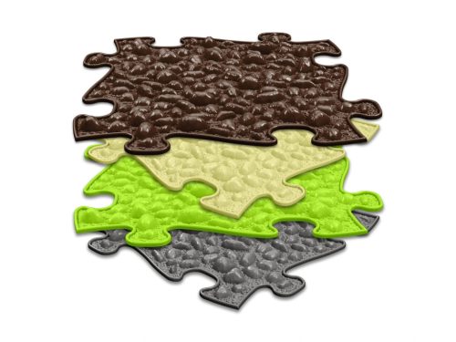Muffik szenzoros ortopédiai szőnyeg kavicsok puzzle barna - kemény