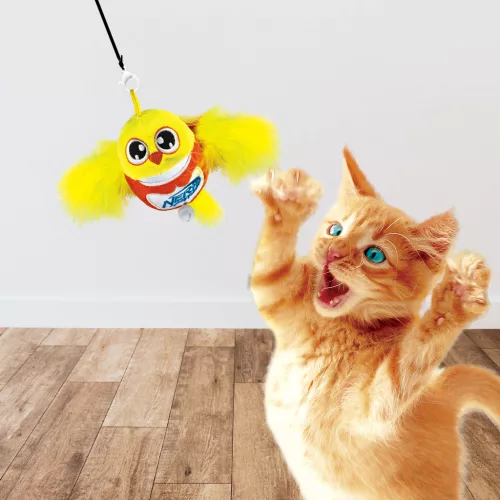 NERF CAT Macskajáték plüss madár csengővel és pálcával 9 cm