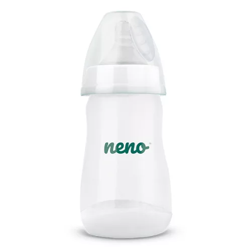NENO Etető- és tanulócumisüveg fogantyúval és szívórendszerrel, hasfájás elleni hatással, 240 ml