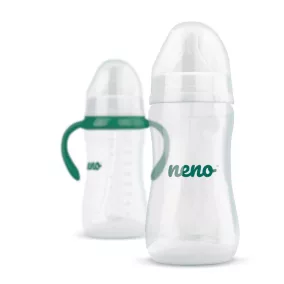  NENO Etető- és tanulócumisüveg fogantyúval és szívórendszerrel, hasfájás elleni hatással, 300 ml