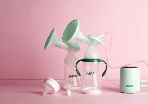 NENO Etető- és tanulócumisüveg fogantyúval és szívórendszerrel, hasfájás elleni hatással, 300 ml