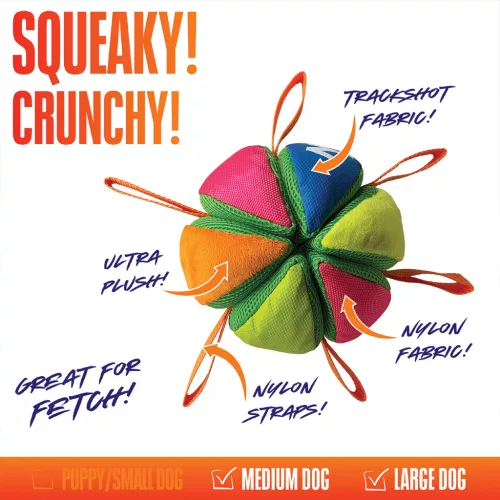 NERF DOG Plüss sípoló és ropogós labda kutyáknak 15 cm